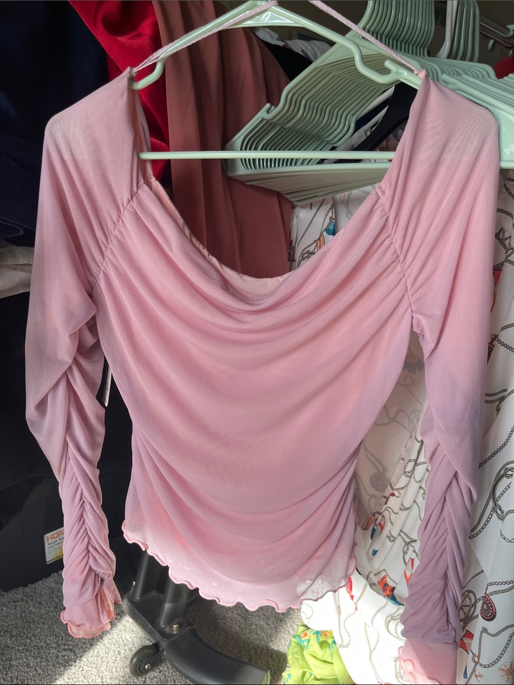 Free People - Light Pink Draped Long-Sleeve Top